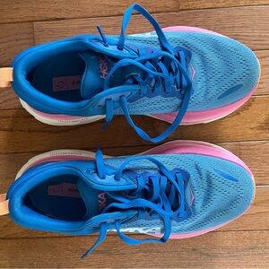 HOKA Women's Blue and Pink Running Shoes Bondi 8 Perfect Condition